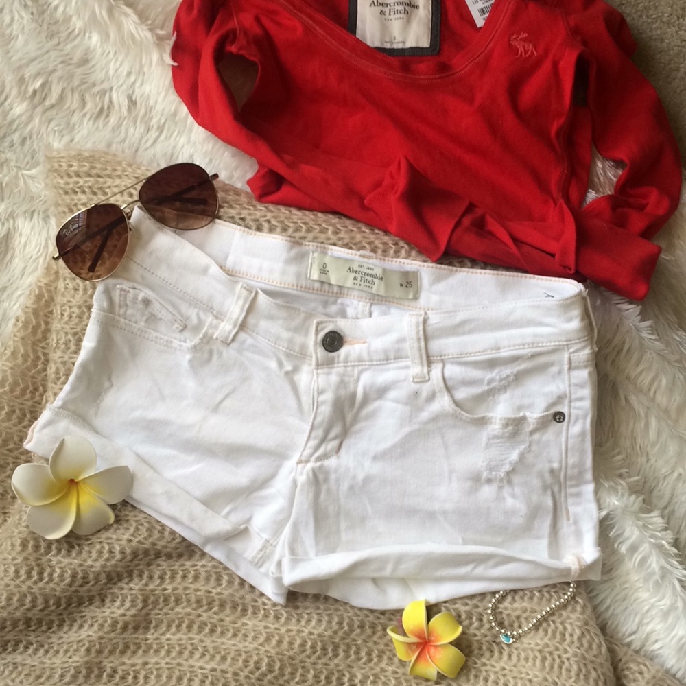 Abercrombie distressed cuffed hem denim shorts